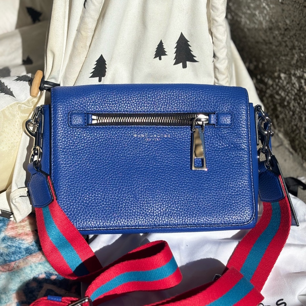 Marc Jacobs Blue Leather Crossbody Bag with Wide Strap